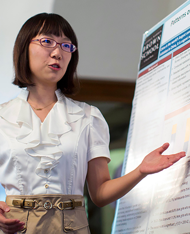 Student giving a presentation. 